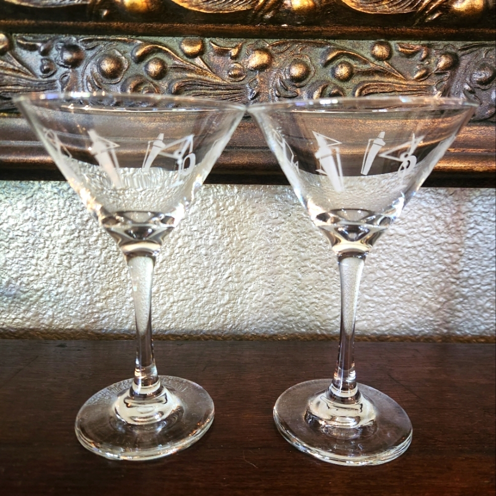 2x Vintage 50s/60s Martini Glasses